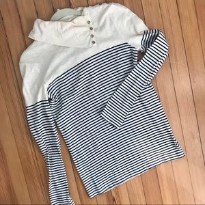 J. Crew Side Button Striped Turtleneck